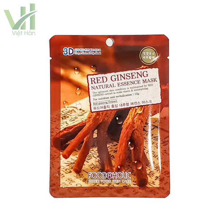 Mặt nạ hồng sâm 3D Foodaholic Hàn Quốc 10 miếng x 1 gói cung cấp Collagen 4