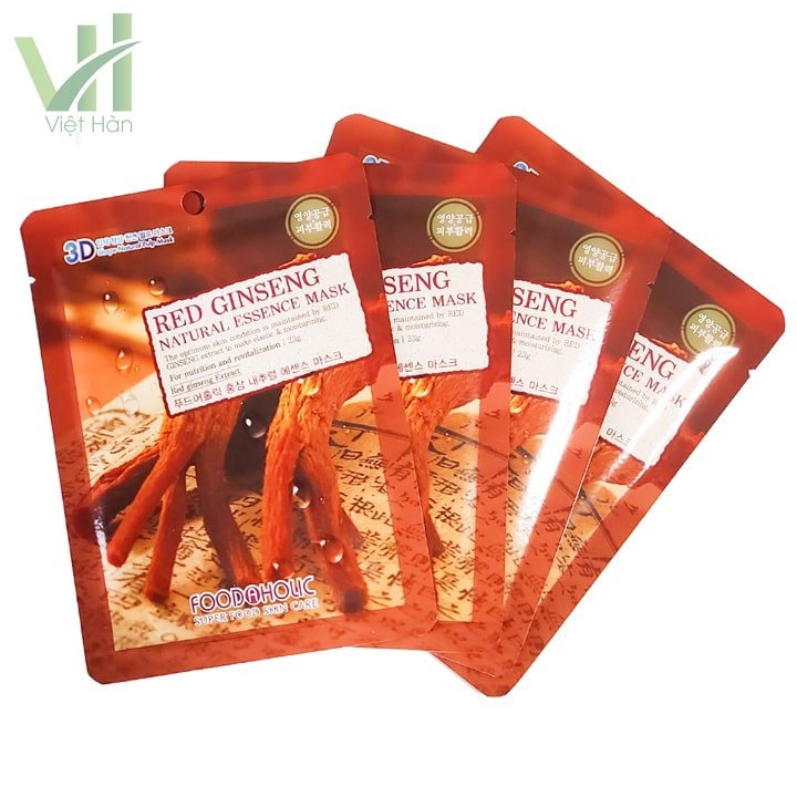 Mặt nạ hồng sâm 3D Foodaholic Hàn Quốc 10 miếng x 1 gói cung cấp Collagen 2