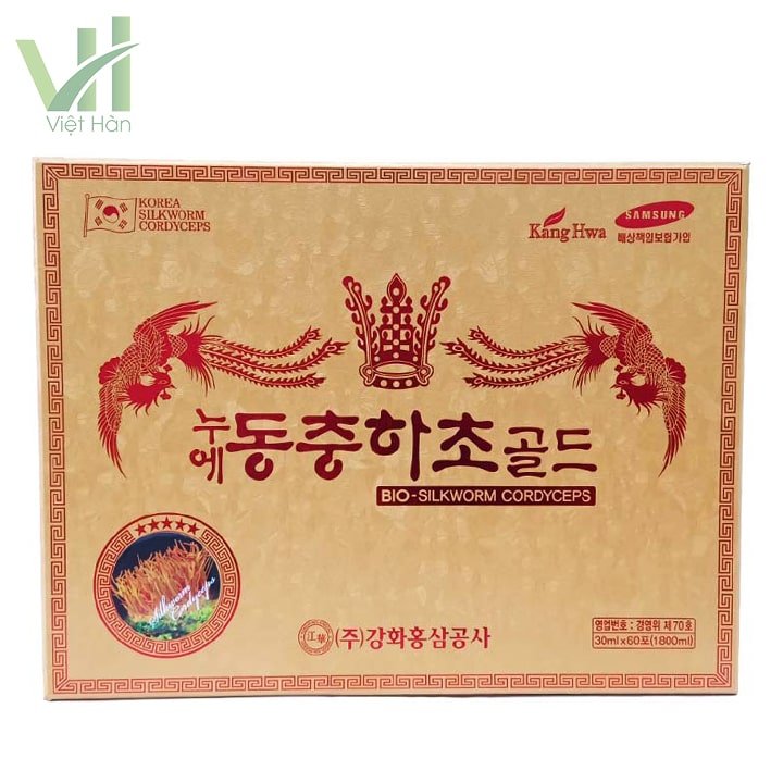 Nước Đông Trùng Hạ Thảo Hàn Quốc KangHwa hộp vàng 60 gói x 30ml 5