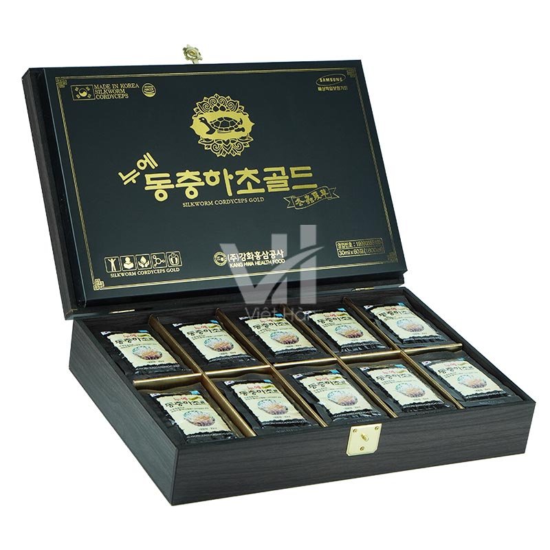 Nước Đông Trùng Hạ Thảo Hàn Quốc Kanghwa hộp gỗ đen 30ml x 60 gói 5
