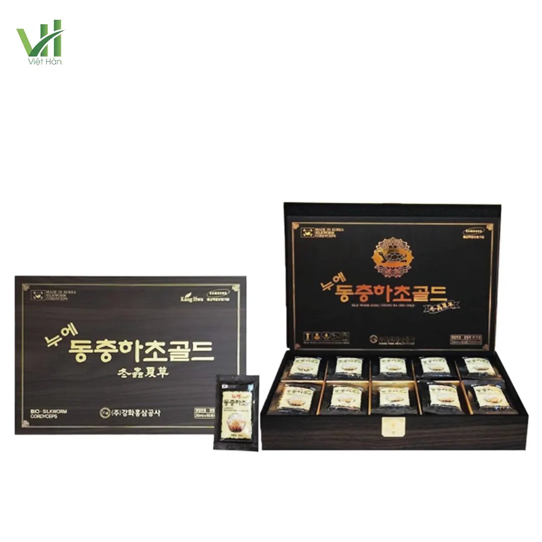 Nước Đông Trùng Hạ Thảo Hàn Quốc Kanghwa hộp gỗ đen 30ml x 60 gói