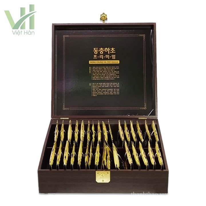 Nước uống Đông Trùng Hạ Thảo Hàn Quốc hộp gỗ đen 30ml x 60 gói 3