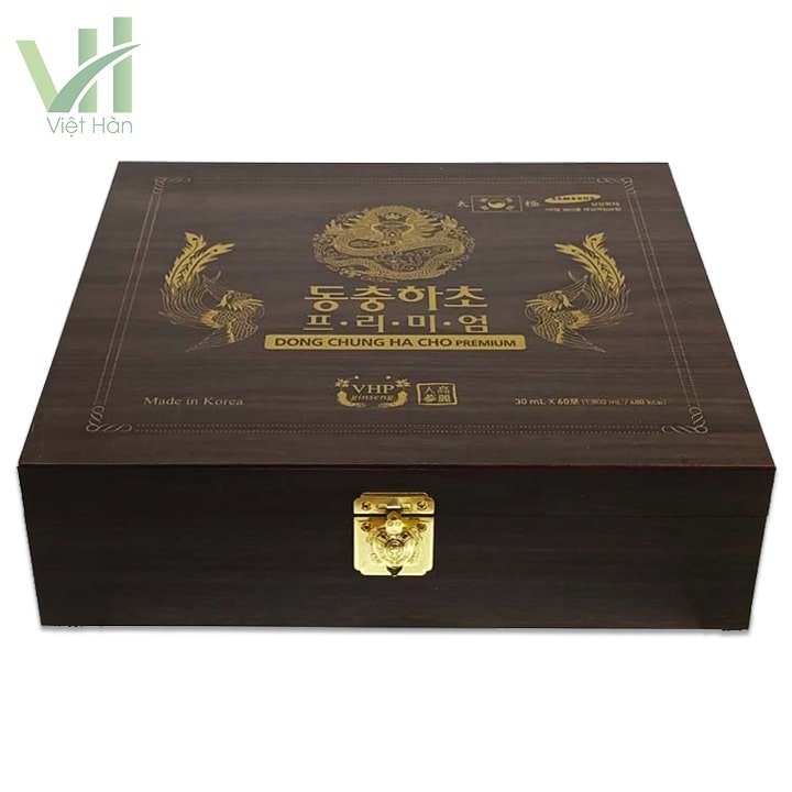Nước uống Đông Trùng Hạ Thảo Hàn Quốc hộp gỗ đen 30ml x 60 gói 4