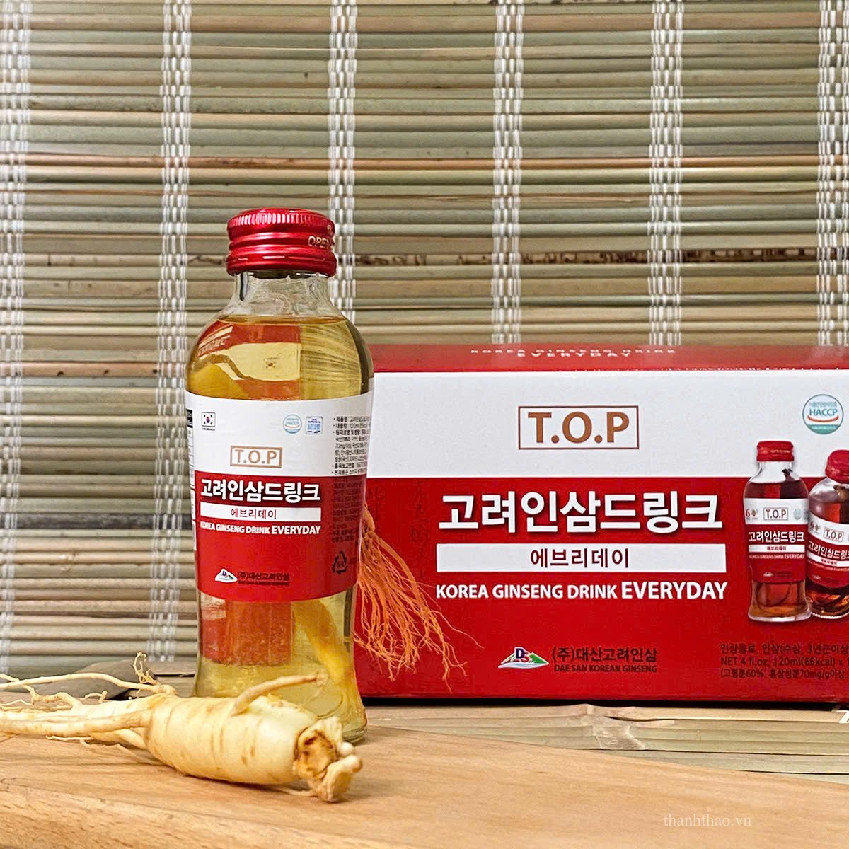 Nước Hồng Sâm T.O.P Daesan có củ Hàn Quốc 10 chai x 120ml 6