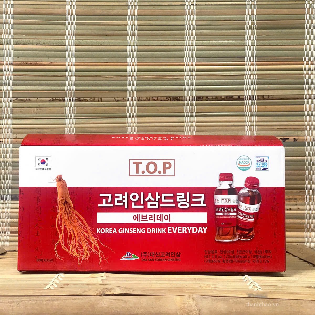 Nước Hồng Sâm T.O.P Daesan có củ Hàn Quốc 10 chai x 120ml 2