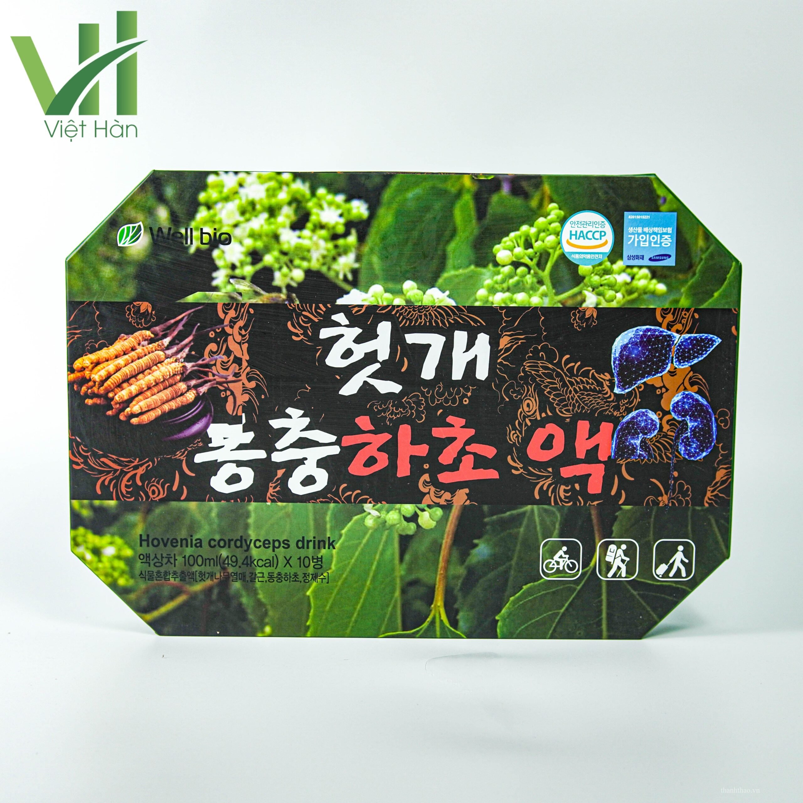 Nước Mát Gan Đông Trùng Hạ Thảo Well Bio hộp 10 chai x 100ml 4