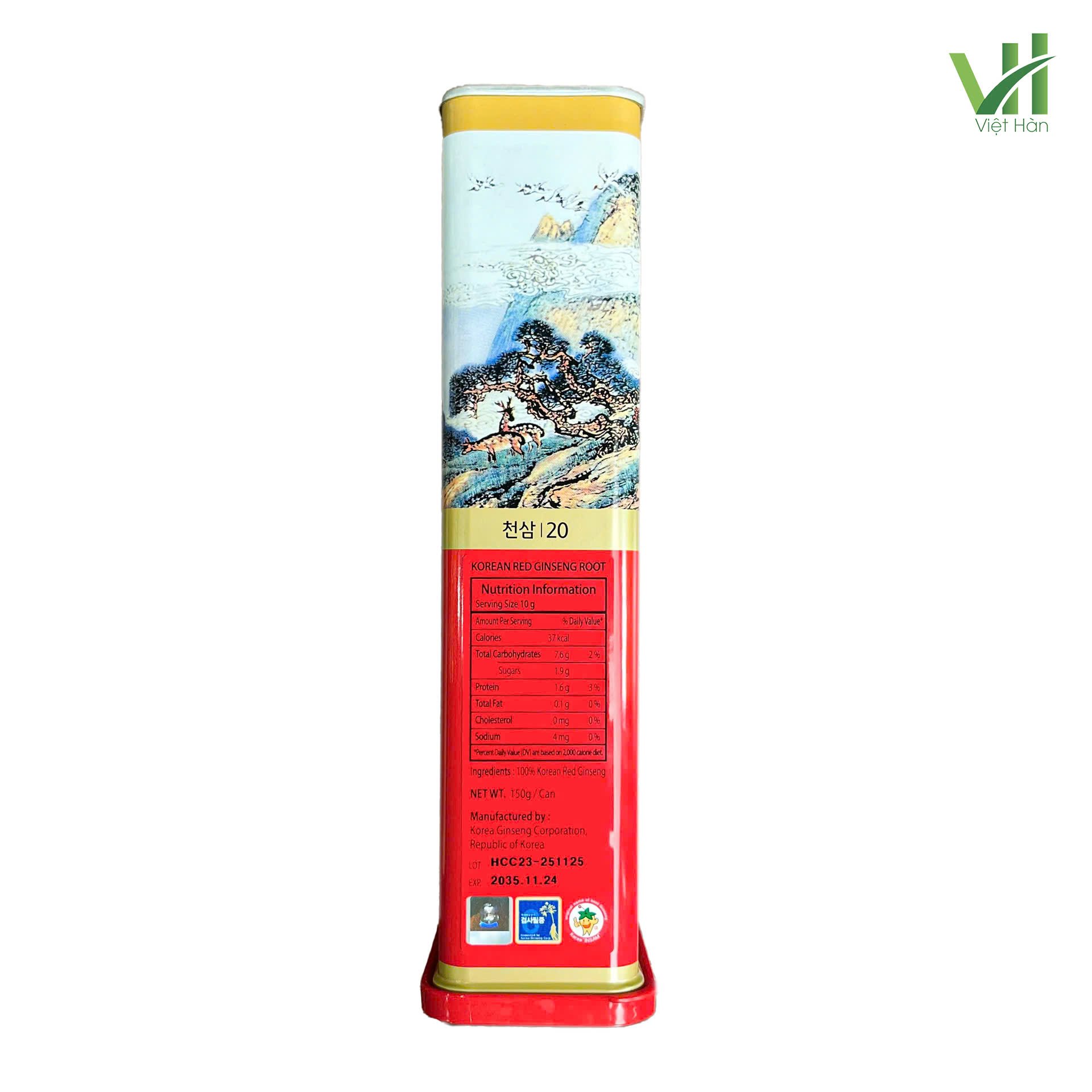Thiên sâm khô Jung Kwan Jang Hộp 150g (số 20 – 7 củ) 7