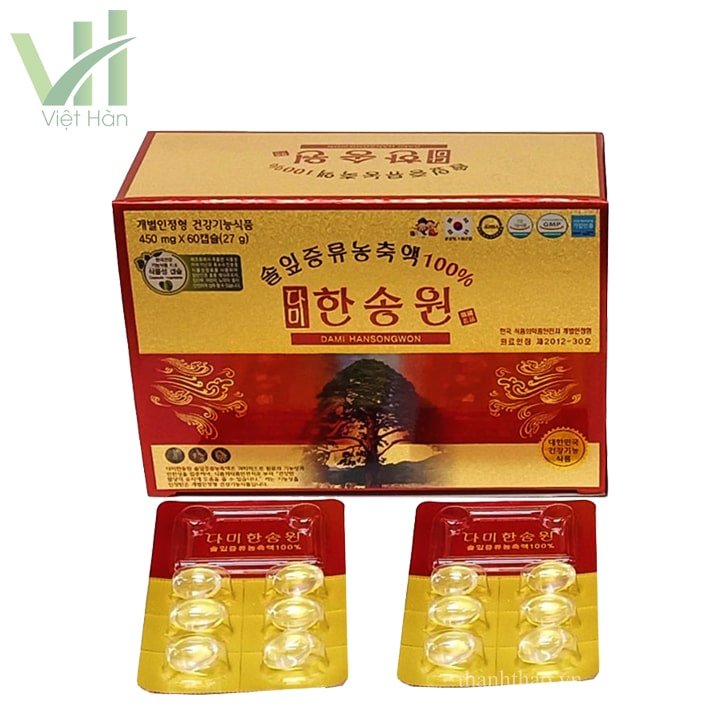 Tinh dầu thông đỏ chính phủ Hàn Quốc Dami Hansongwon Hộp 60 viên