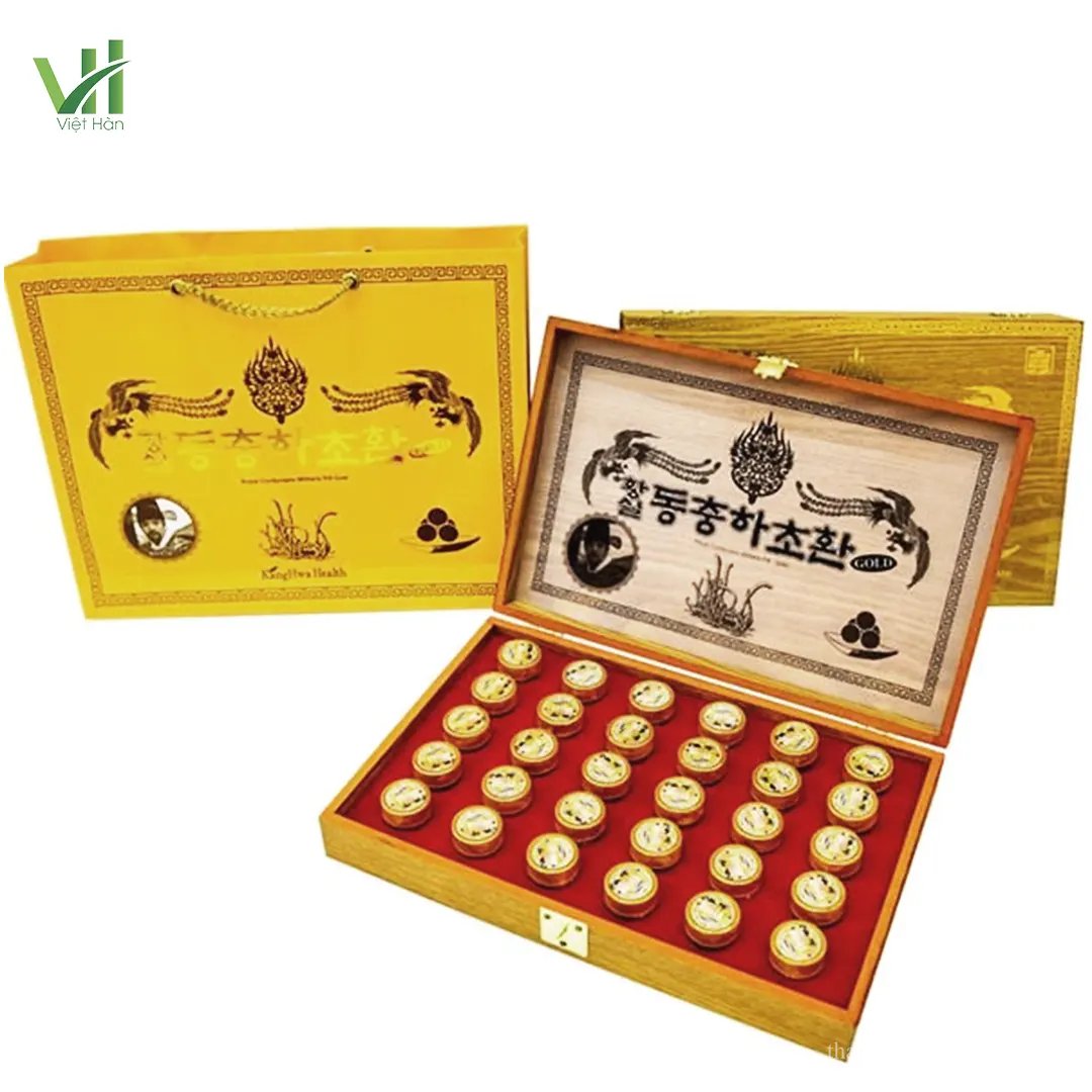 Viên Đông Trùng Hạ Thảo Kanghwa hộp gỗ vàng 30 viên