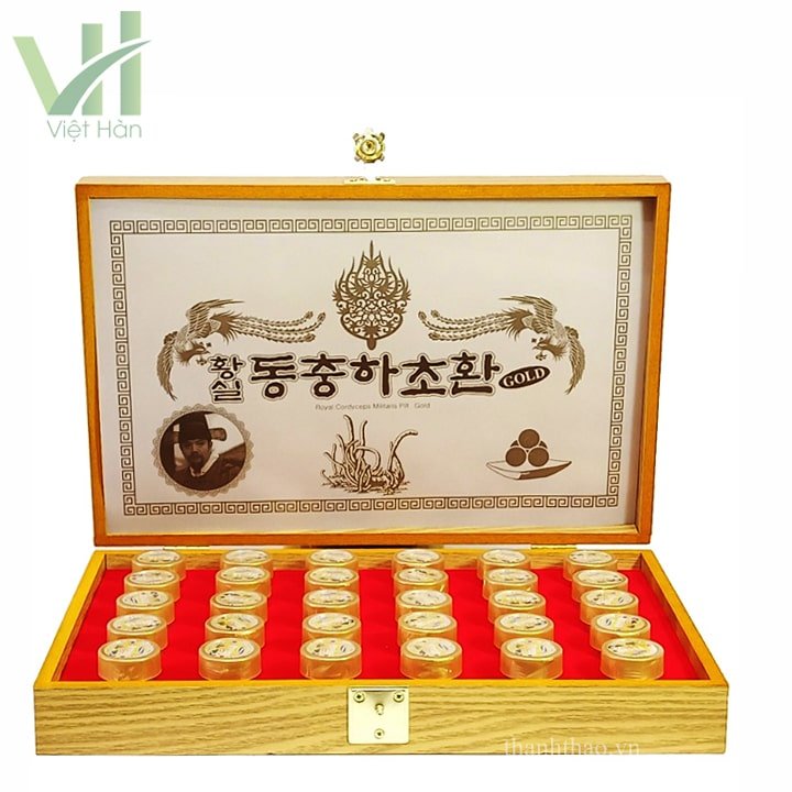 Viên Đông Trùng Hạ Thảo Kanghwa hộp gỗ vàng 30 viên 4