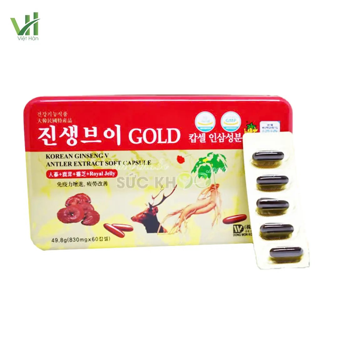 Viên Hồng Sâm Linh Chi Nhung Hươu Dongwon Hộp 60 viên