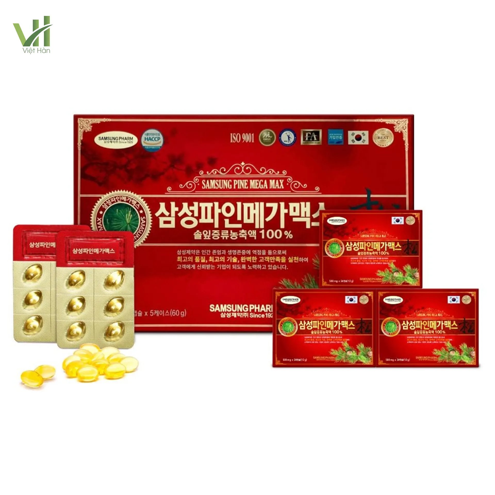 Viên tinh dầu thông đỏ Samsung Pine Mega Max Hàn Quốc hộp 120 viên