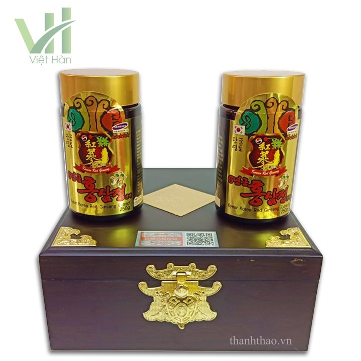 Cao Hồng Sâm Kanghwa Hàn Quốc Hộp gỗ 250g x 2 lọ 3