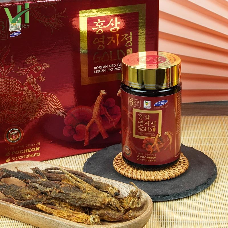 Cao Hồng Sâm Linh Chi Pocheon Hàn Quốc Hộp 240g x 2 lọ 4