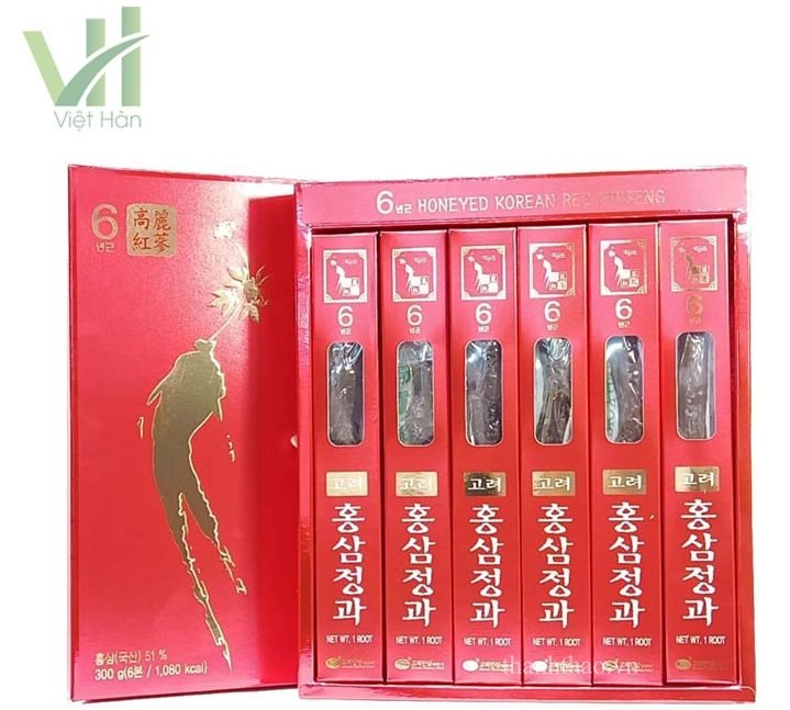 Hồng sâm củ tẩm mật ong KGS 300g Hàn Quốc – Hộp 6 củ 3