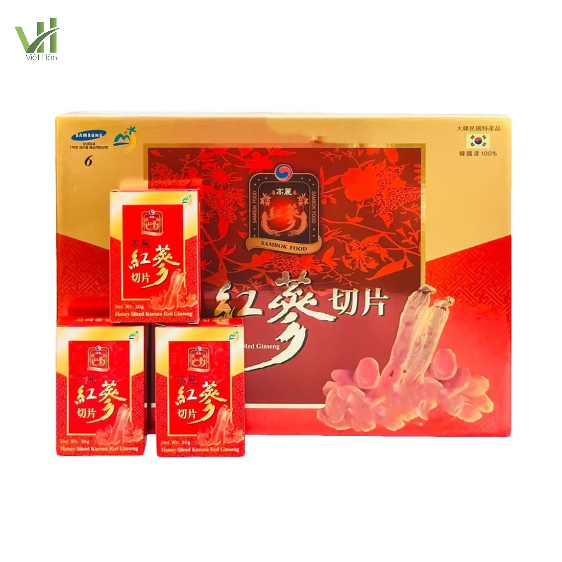 Hồng sâm lát tẩm mật ong Sambok Hàn Quốc 10 gói x 20g