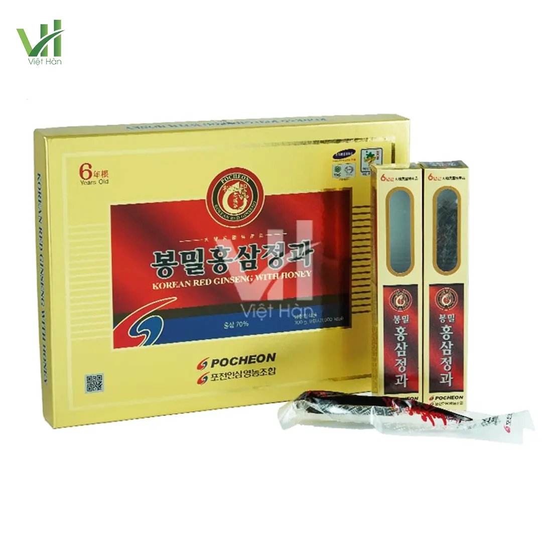 Hồng sâm nguyên củ tẩm mật ong 300g Pocheon