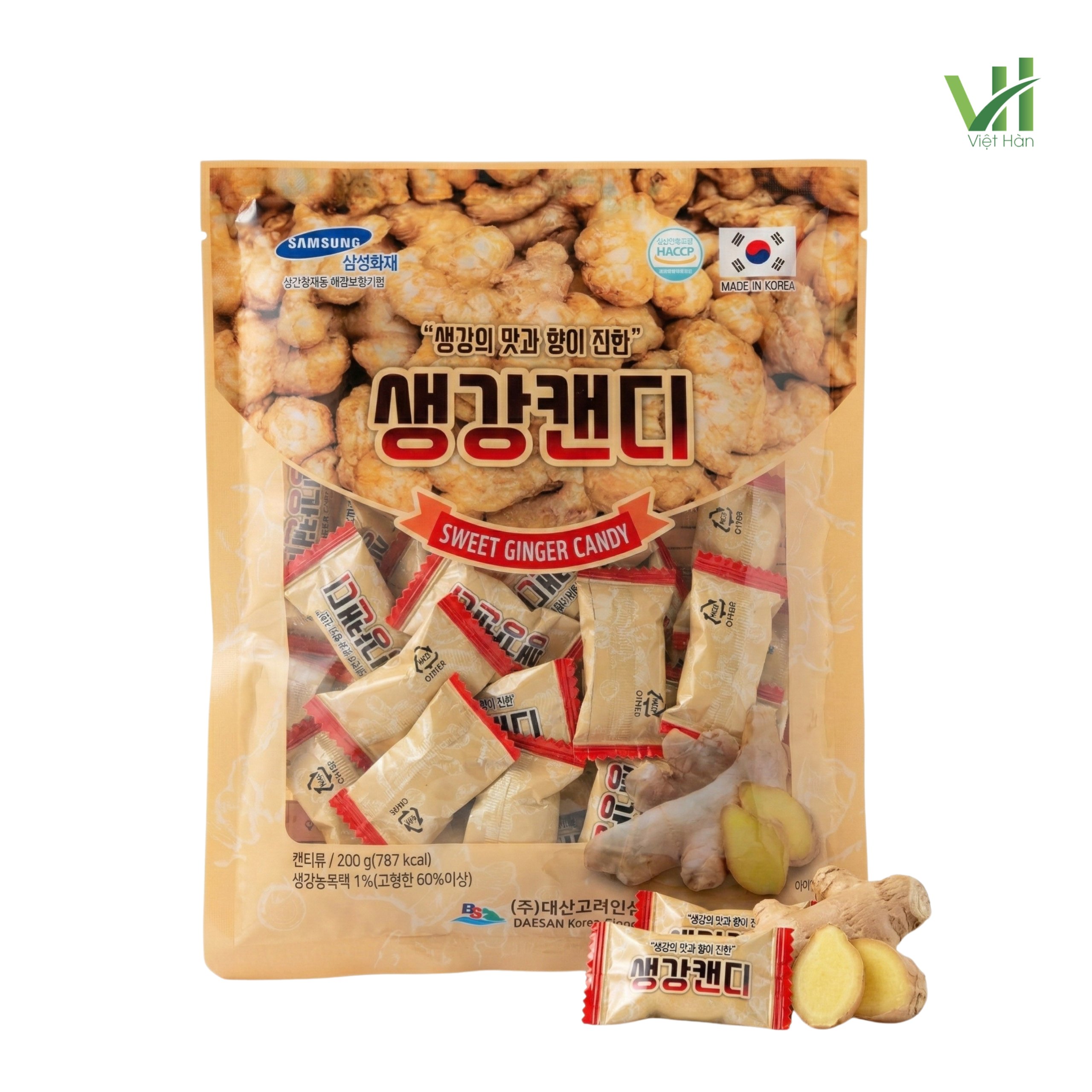 Kẹo Gừng Daesan 200g – Cay Nhẹ Ấm Dịu, Thơm Lâu Dễ Ăn